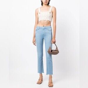 Lola Jeans Mid Rise Raw Hem Straight Jeans 28